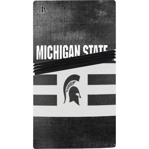 Michigan State University Black and White Stripes PS5 Pro Disk Bundle  Skin